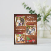 ブラシ台本格子縞クラフトテープウッドトラッククリスマス ポストカード (スタンド正面)