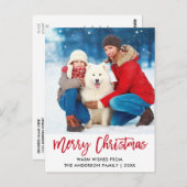 ブラシ台本赤メリークリスマススター写真 ポストカード (正面/裏面)