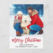 ブラシ台本赤メリークリスマススター写真 ポストカード (正面)