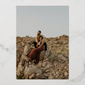 ブラシ名モダンスクリプト白い写真結婚のスクリプト 箔招待状 (裏面)