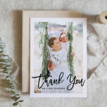 ブラシ手レタリング写真結婚の感謝<br><div class="desc">与え感謝していは、この素朴な写真サンキューカードを使用して家族や友人に黒いスクリプトと葉のパターン。このハガキは結婚式や卒業式などに最適なイベントだ。おカスタマイズ客様の写真と詳細を追加して、このはがき。</div>