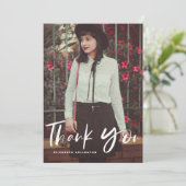 ブラシ手レタリング垂直写真卒業 サンキューカード (スタンド正面)