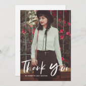 ブラシ手レタリング垂直写真卒業 サンキューカード (正面/裏面)