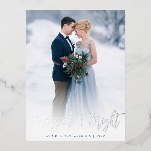 ブラシ手レタリング結婚箔の発表 箔シーズンポストカード (正面)