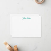 ブラシ手書きスクリプトパーソナライズされたライトティール(緑がかった色) ノートカード (正面/裏面インサイチュ)