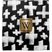 ブラシ抽象芸術パターン シャワーカーテン (正面)