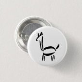 ブラシ描きのリャマ アルパカ 馬 動物 缶バッジ (正面&裏面)