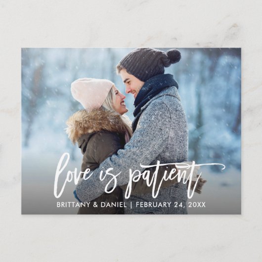 ブラシ文字の新し結婚い日付の恋は患者 ポストカード (正面)