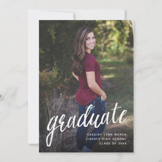 ブラシ文字の発表/白 案内状 (正面)