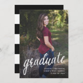 ブラシ文字の発表/白 案内状 (正面/裏面)