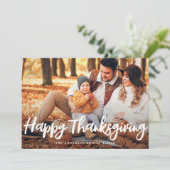 ブラシ文字ハッピー感謝祭の写真グリーティングカード シーズンカード (スタンド正面)