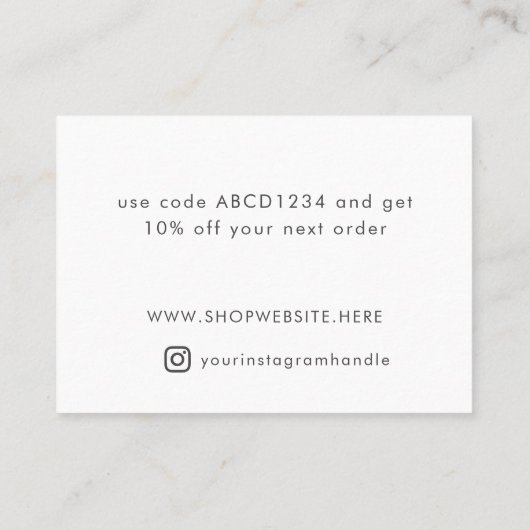 ブラシ書エレガント道ありがとうスモールビジネス 割引カード (裏面)