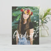 ブラシ書道タイポグラフィ写真卒業 招待状 (スタンド正面)