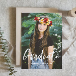 ブラシ書道タイポグラフィ写真卒業 招待状