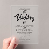 ブラシ書道ミニマル結婚リスト アクリル招待状 (インサイチュ (ポータブル))