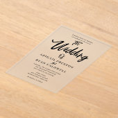 ブラシ書道ミニマル結婚リスト アクリル招待状 (レイダウン)