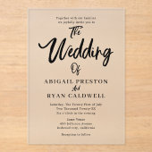 ブラシ書道ミニマル結婚リスト アクリル招待状 (正面)