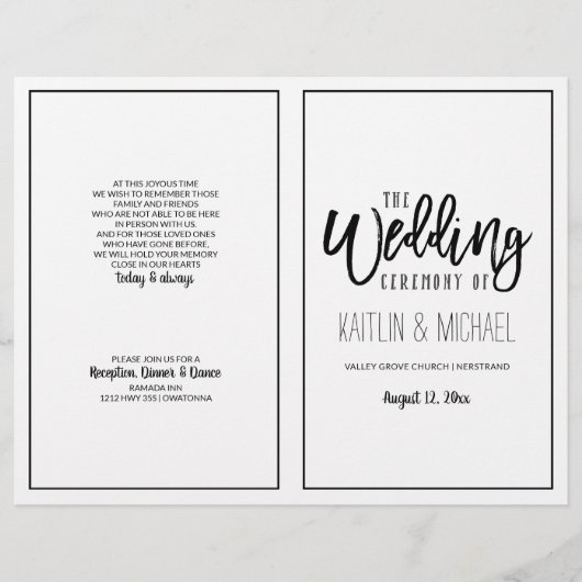 ブラシ書道結婚式 プログラム – 黒 (正面)