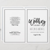 ブラシ書道結婚式 プログラム – 黒 (正面/裏面)