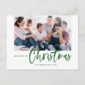 ブラシ書道緑のメリークリスマス写真 シーズンポストカード (正面)