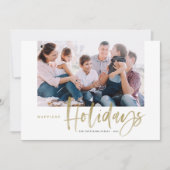 ブラシ書道金ゴールド最も幸せな休日の写真 シーズンカード (正面)