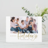 ブラシ書道金ゴールド最も幸せな休日の写真 シーズンカード (スタンド正面)