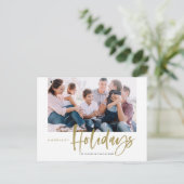 ブラシ書道金ゴールド最も幸せな休日の写真 シーズンポストカード (スタンド正面)