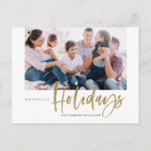 ブラシ書道金ゴールド最も幸せな休日の写真 シーズンポストカード (正面)