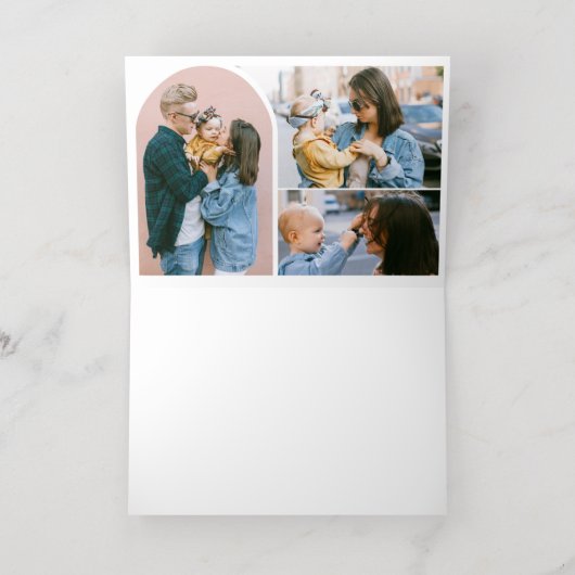 ブラシ書道10アーチ写真母の日 箔グリーティングカード (内側レイダウン)