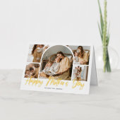 ブラシ書道10アーチ写真母の日 箔グリーティングカード (正面)