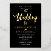 ブラシ書道4 Photo 結婚 Black's 箔招待状 (正面)