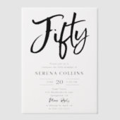 ブラシ書道50誕生日ベラム招待状 ベラム紙招待状 (正面)