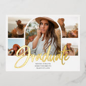 ブラシ書道6アーチ写真卒業 箔シーズンポストカード (正面)