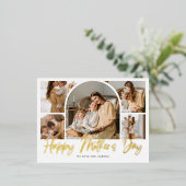 ブラシ書道6アーチ写真母の日 箔シーズンポストカード (立ち正面)