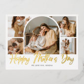 ブラシ書道6アーチ写真母の日 箔シーズンポストカード (正面)
