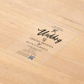 ブラシ書道QRコード結婚ズ アクリル招待状 (レイダウン)