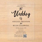 ブラシ書道QRコード結婚ズ アクリル招待状 (正面)