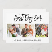 ブラシ最高のスクリプトの日3枚結婚の写真 サンキューカード (正面/裏面)