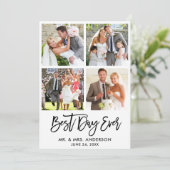 ブラシ最高のスクリプト結婚デイEverの4枚 サンキューカード (スタンド正面)