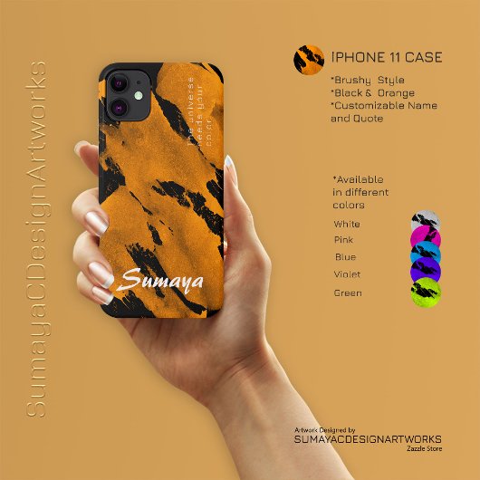 ブラシ柄 ブラック オレンジ iPhone 11 ケース | カスタマイズ可能 Case-Mate iPhoneケース