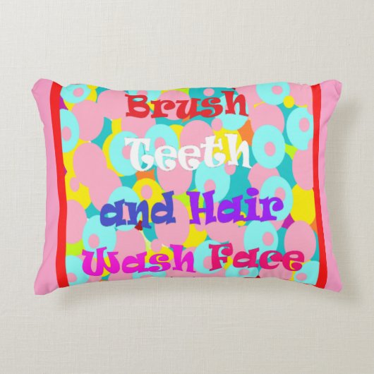 ブラシ歯ヘアウォッシュ顔おもしろいキッズ明るいデザイン アクセントクッション (正面)