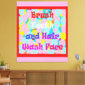 ブラシ歯ヘアウォッシュ顔おもしろいキッズ明るいデザイン キャンバスプリント (インサイチュ (リビング))