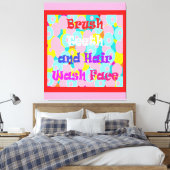 ブラシ歯ヘアウォッシュ顔おもしろいキッズ明るいデザイン キャンバスプリント (インサイチュ (寝室))