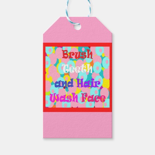 ブラシ歯ヘアウォッシュ顔おもしろいキッズ明るいデザイン ギフトタグ (正面)