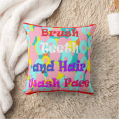 ブラシ歯ヘアウォッシュ顔おもしろいキッズ明るいデザイン クッション (ブランケット)