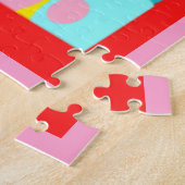 ブラシ歯ヘアウォッシュ顔おもしろいキッズ明るいデザイン ジグソーパズル (側面)