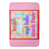 ブラシ歯ヘアウォッシュ顔おもしろいキッズ明るいデザイン バスマット (正面縦)