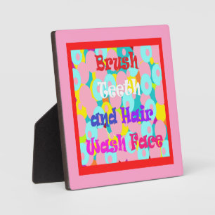 ブラシ歯ヘアウォッシュ顔おもしろいキッズ明るいデザイン フォトプラーク