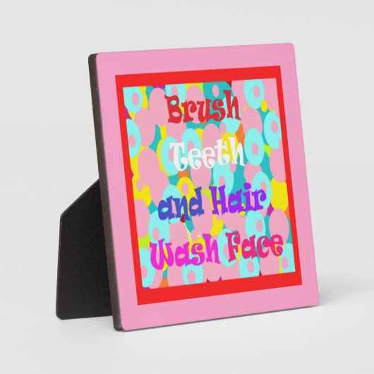 ブラシ歯ヘアウォッシュ顔おもしろいキッズ明るいデザイン フォトプラーク (正面)