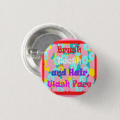 ブラシ歯ヘアウォッシュ顔おもしろいキッズ明るいデザイン 缶バッジ (正面&裏面)